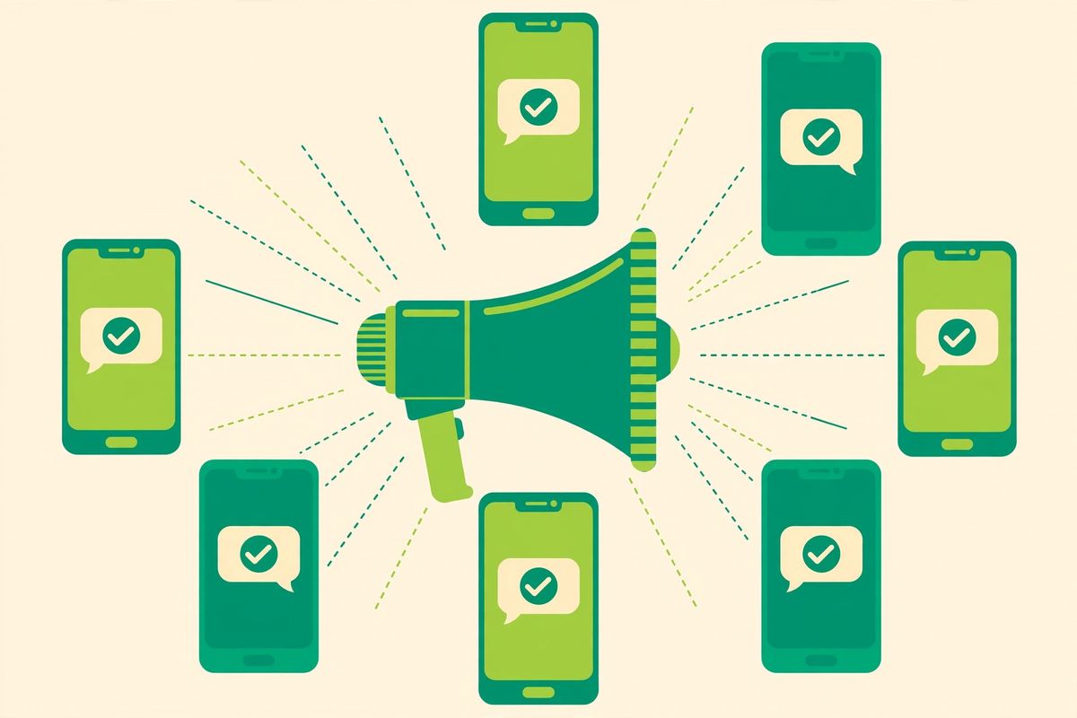 WhatsApp marketing broadcast campaign reaching store customers with offers and product updates